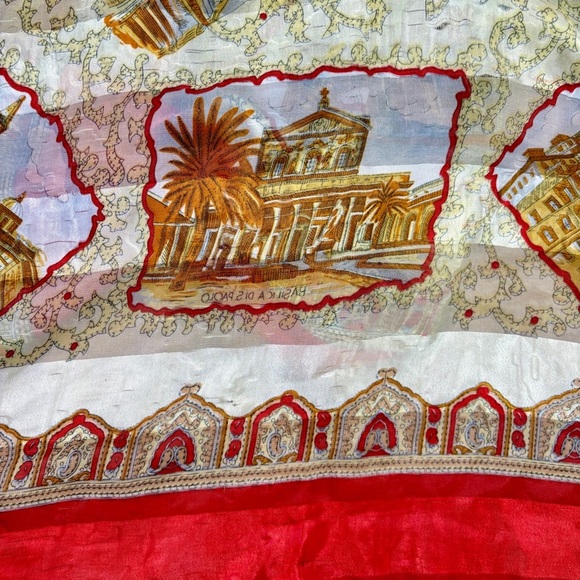 Vintage Italian Silk Scarf with Iconic Landmark Scenes in Italy size 38”x38” - Picture 15 of 16